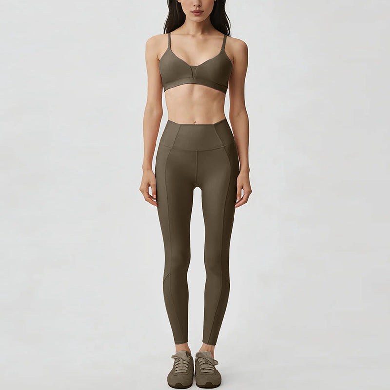 new arrival yoga clothes high waist hip lift tummy control slimming look sling beautiful back running sports intimates bra suit for women