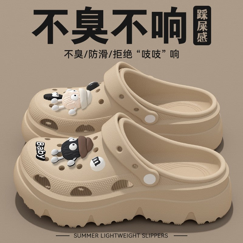 Pregnant women's high heels non-slip soft bottom crocs women's 2025new arrivaloutwearsummerpvcthick sole toe cap slippers