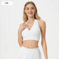 Polo collar sports bra women's quick-dry breathable fitness tennis pleated skirt professional training yoga outfit set