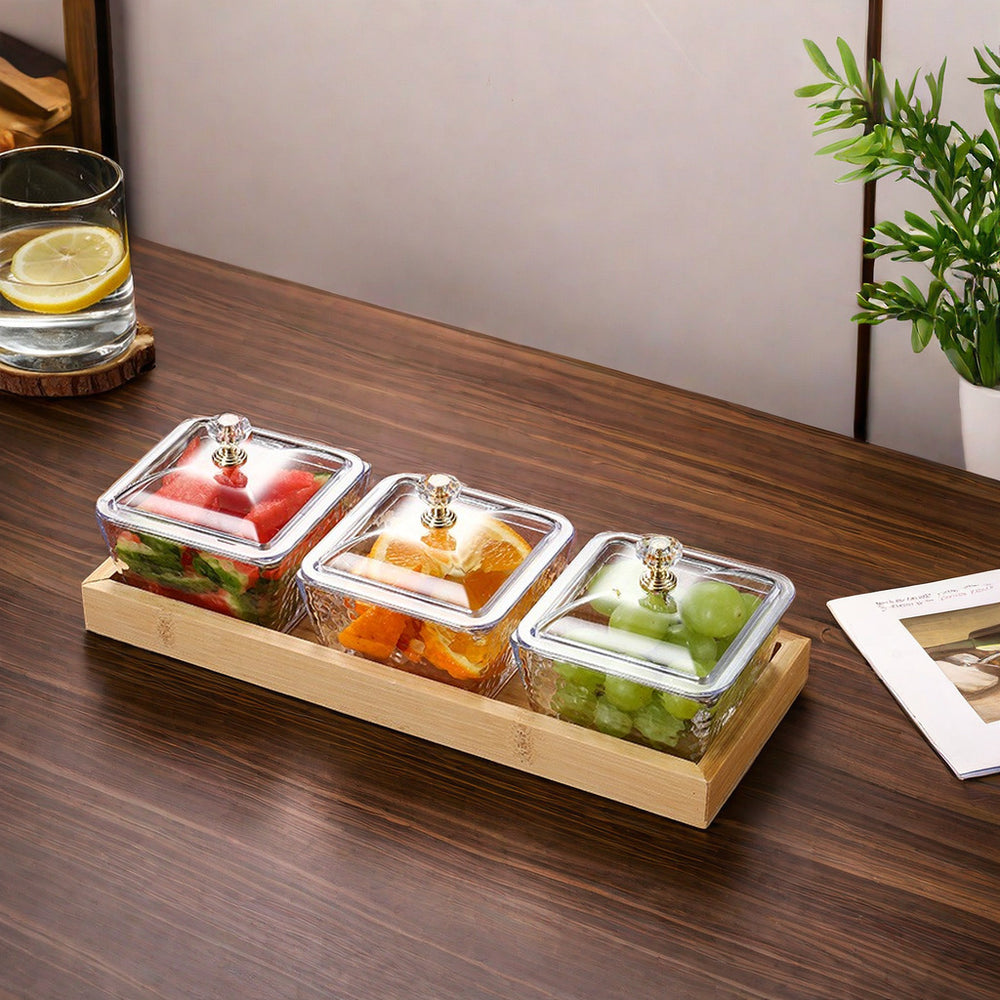 Fruit platter bar ktv snack platter acrylic snack plate melon seed plate divided grids dried fruit plate suit restaurant commercial