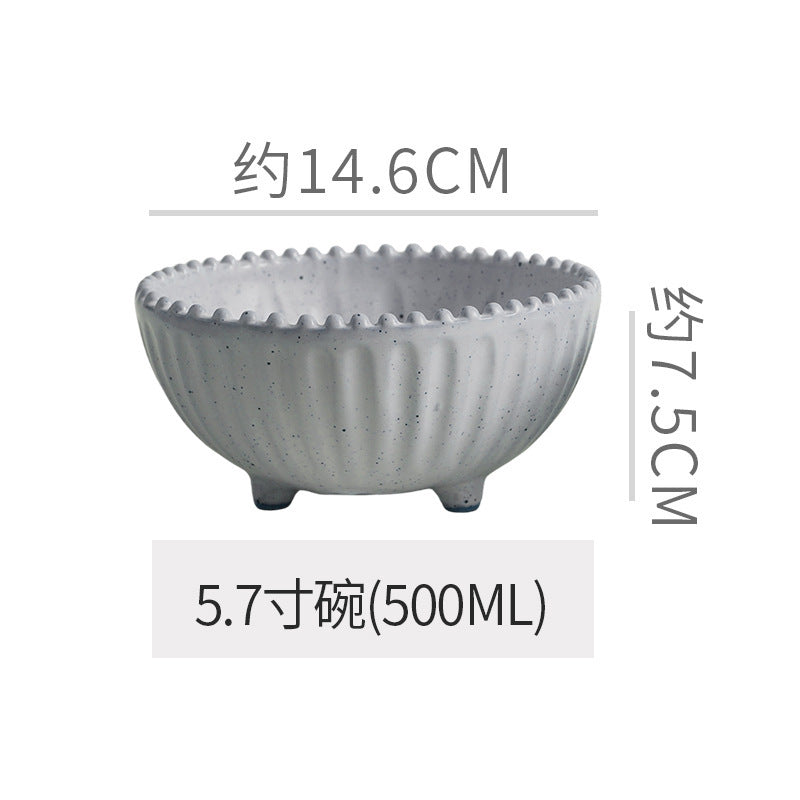 Vintage-style rustic ceramic bowls, plates, and dishes - creative beaded edge steak plates and dessert bowls for restaurants and hotels - premium presentation