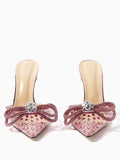Huizhou new arrival rhinestone transparent high-heeled sandals women's stiletto pointed toe fashion high-heeled shoes one-piece belt toe export