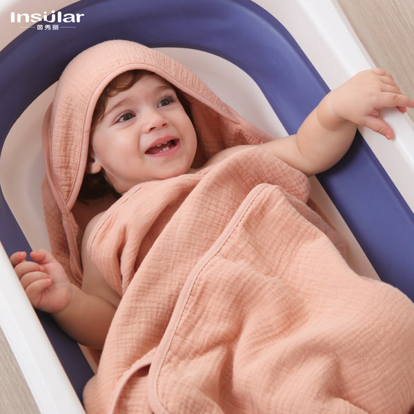 Yinxiuli cotton gauze children's hooded cape bath towel swimming bath towel children's face towel bath towel 3-piece set