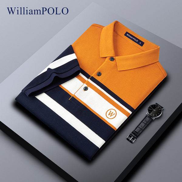 Emperor Paul Summer Short Sleeve T-Shirt Men's Lapel Cotton POLO Shirt Men's Striped Men's Breathable Top Thin