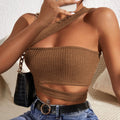 european and american style sexy cutout knit tank top - ultra short, one-shoulder bandeau top - hot girl style