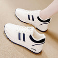 Women's athletic sneakers - cotton-lined, leather upper, fleece-lined for extra warmth - new autumn 2025 collection - chunky sole, non-slip, lightweight casual shoes - women's cotton shoes