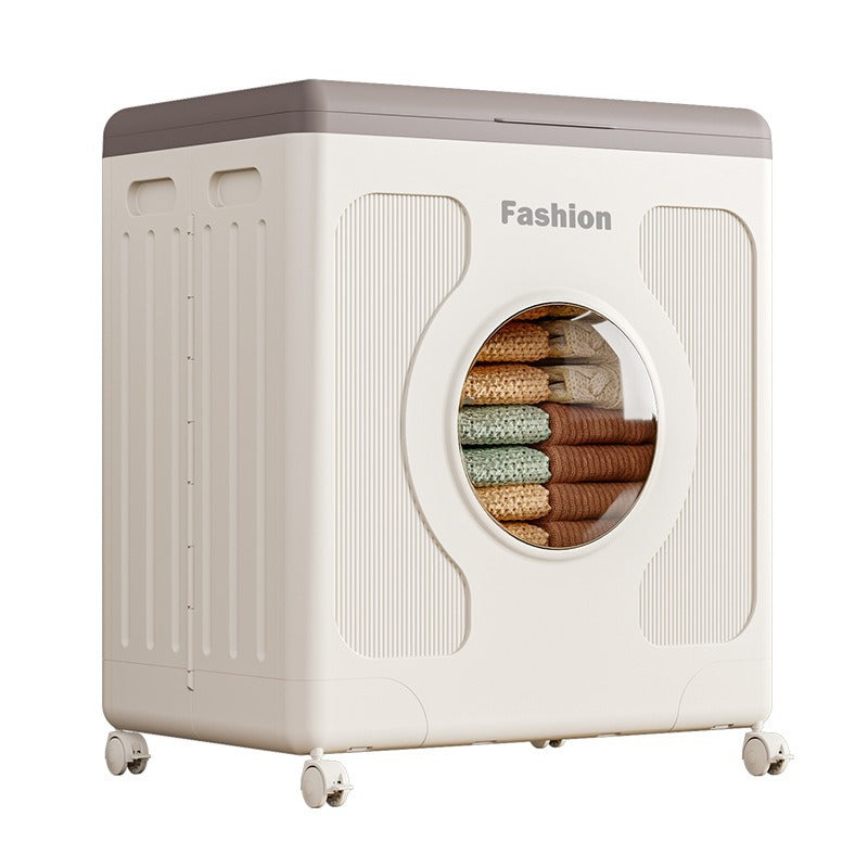 Flap Multifunctional Storage Box Household Large Capacity Organizing Box with Pulley Foldable Clothing Plastic Storage Box