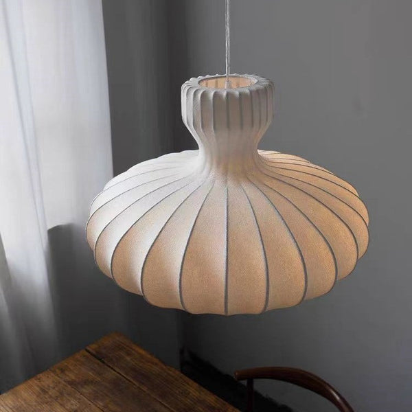 Wabi Silent Wind Living Room Pumpkin Chandelier Silk Japanese Zen Homestay Bedroom Dining Room Vintage New Chinese Lighting