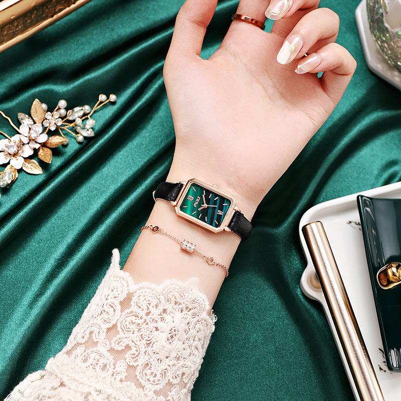 Douyin small green watch popular live broadcast small square watch women's watch retrofashion quartz watch
