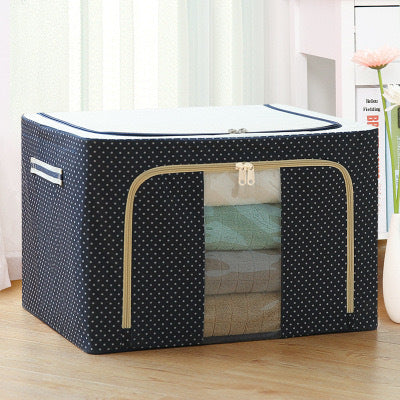 Cross-border Oxford cloth clothes storage box Large foldable storage box Clothing steel frame fabric wardrobe storage box