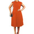 D3116 cross-border e-commerce  summer short-sleeve solid color fashion tie-waist pleated slim-fit european and american style dress