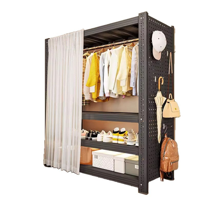[shelf accessories] square hole perforated board storage rack metal multi-functional clothes rail shelf clothes hanger dustproof curtain