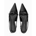 Summer new korean style women's black pointed-toe peep-toe ankle strap open-back french minimalist casual sandals, size 42