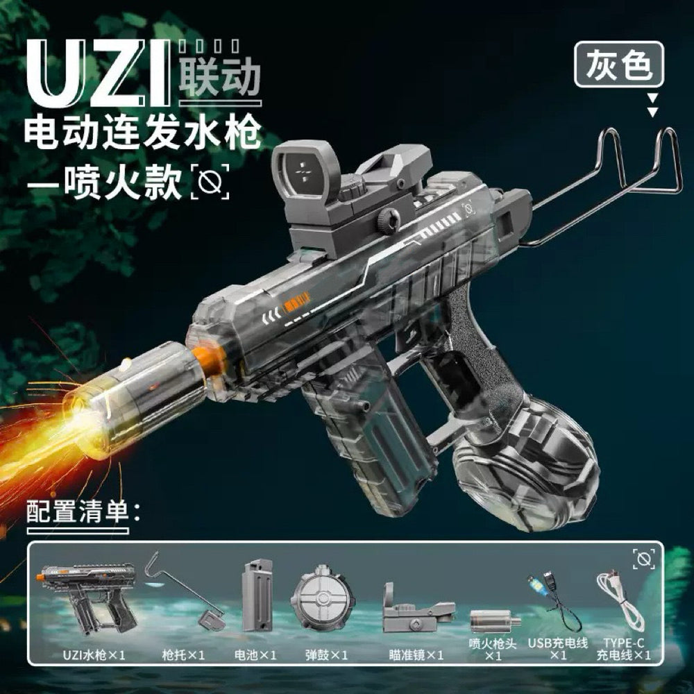 uzi uzi electric burst water gun fire flash linkage reloading large capacity water gun kids toys