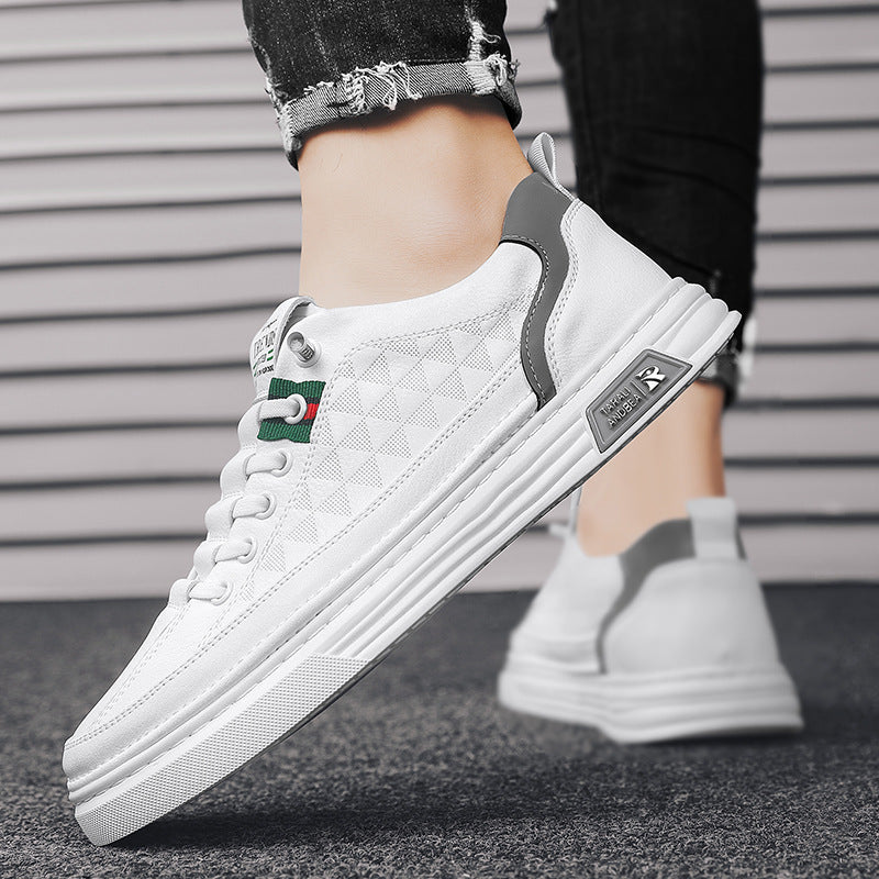 Men's shoes 2025 new spring breathable athletic white sneakers men's white shoes casual white leather shoes versatile trendy shoes