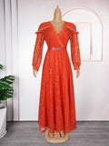 Amazon fashion cross-border export young lady style waist patchwork lace dress women's plus size elegance long skirt
