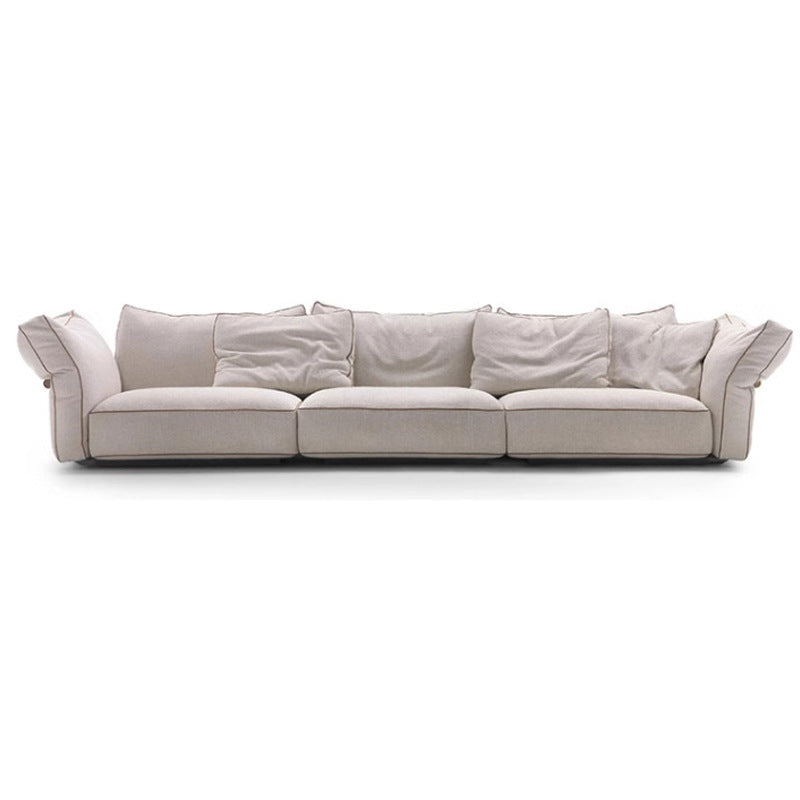 Italian normcore fabric sofa, lazy living room petal sofa, classy cotton and linen large flat layer straight row corner sofa