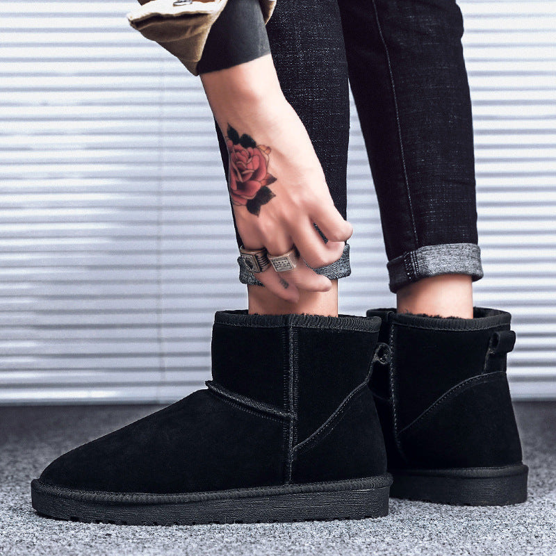 Foreign trade cotton slippers men's winter couple bag heel velvet stepping on shit thickened warm cotton shoes snow boots wholesale