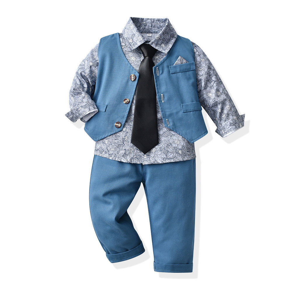 Boys' european and american style vest and pants set - autumn  collection - gentleman outfit for kids - perfect for baby's birthday, first birthday celebration, and stylish occasions