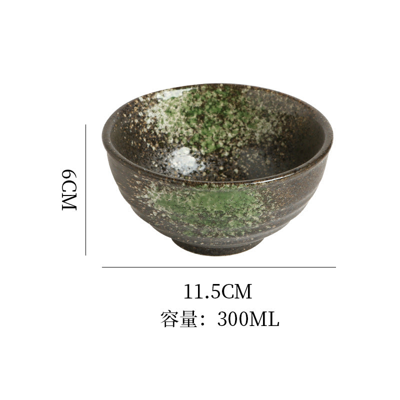 Japanese-style retro ceramic rice bowl - underglaze decoration, high-value design - suitable for restaurants, hotels, home use, and business settings - also ideal as a ceramic dessert bowl