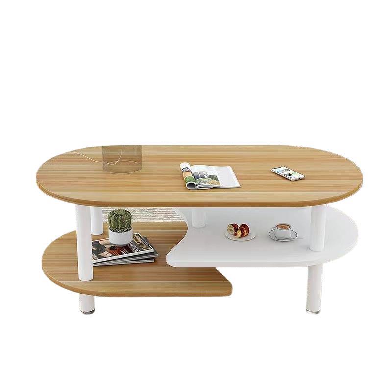 Scandinavian coffee table small apartment living room economical casual modern table creative balcony oval tea table double layer
