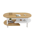 Scandinavian coffee table small apartment living room economical casual modern table creative balcony oval tea table double layer