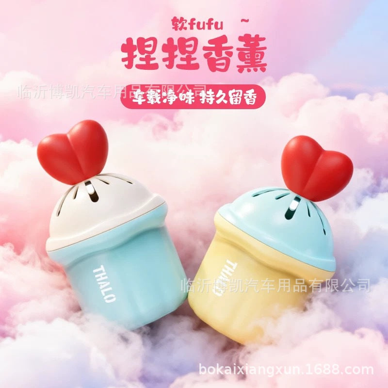 Car air freshener solid balm heart-shaped squeeze fragrance ornament long-lasting scent safe for pregnant women and infants thalo tarot