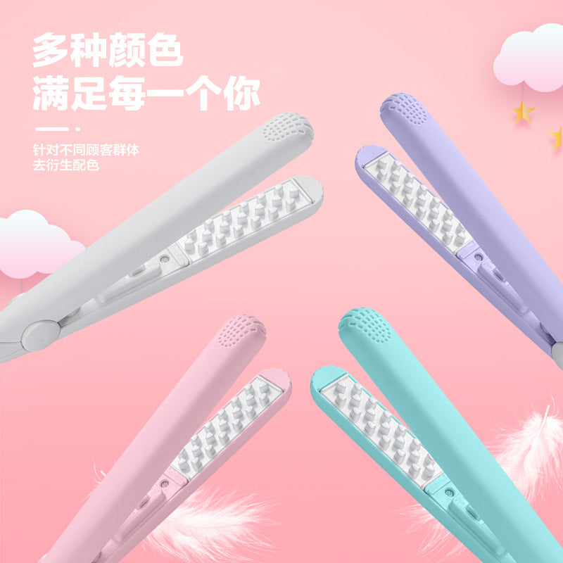 Dormitory mini corn ironing plaid electric splint pad hair root high cranial top speed heat does not hurt hair ceramic plate with plastic shell