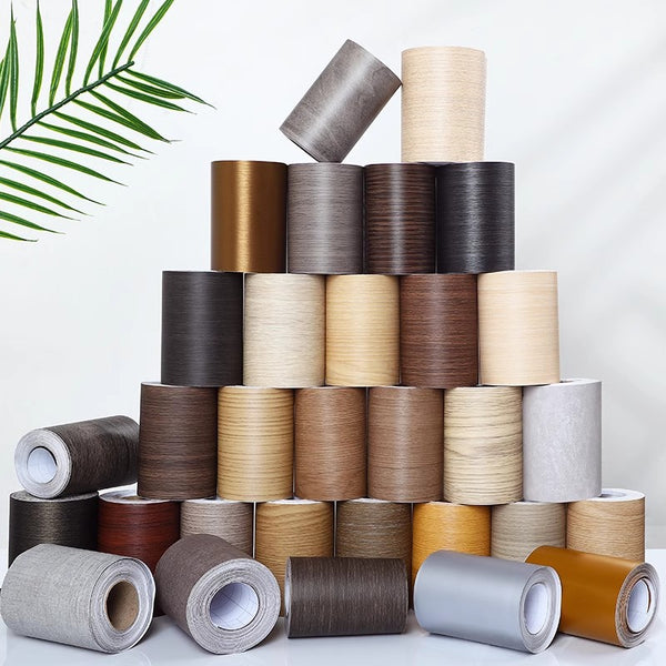 Wood grain waist line sticker, self-adhesive door frame, refurbished wall sticker, waterproof skirting line, self-adhesive decorative strip, window sill instant sticker
