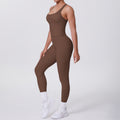 fashion double-sided brushed pure color tight i-shaped back sports suit running fitness yoga clothes two-piece set