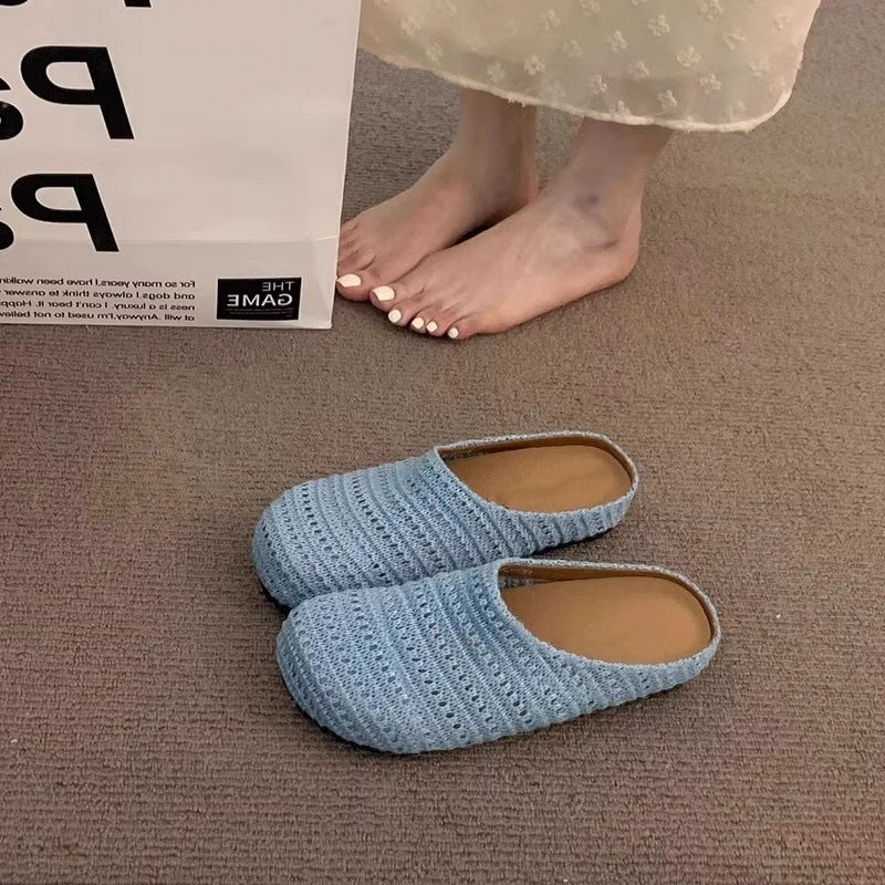 Bohemian style birkenstock-style open-toe mules - women's summer 2026 new collection - slip-on woven sandals