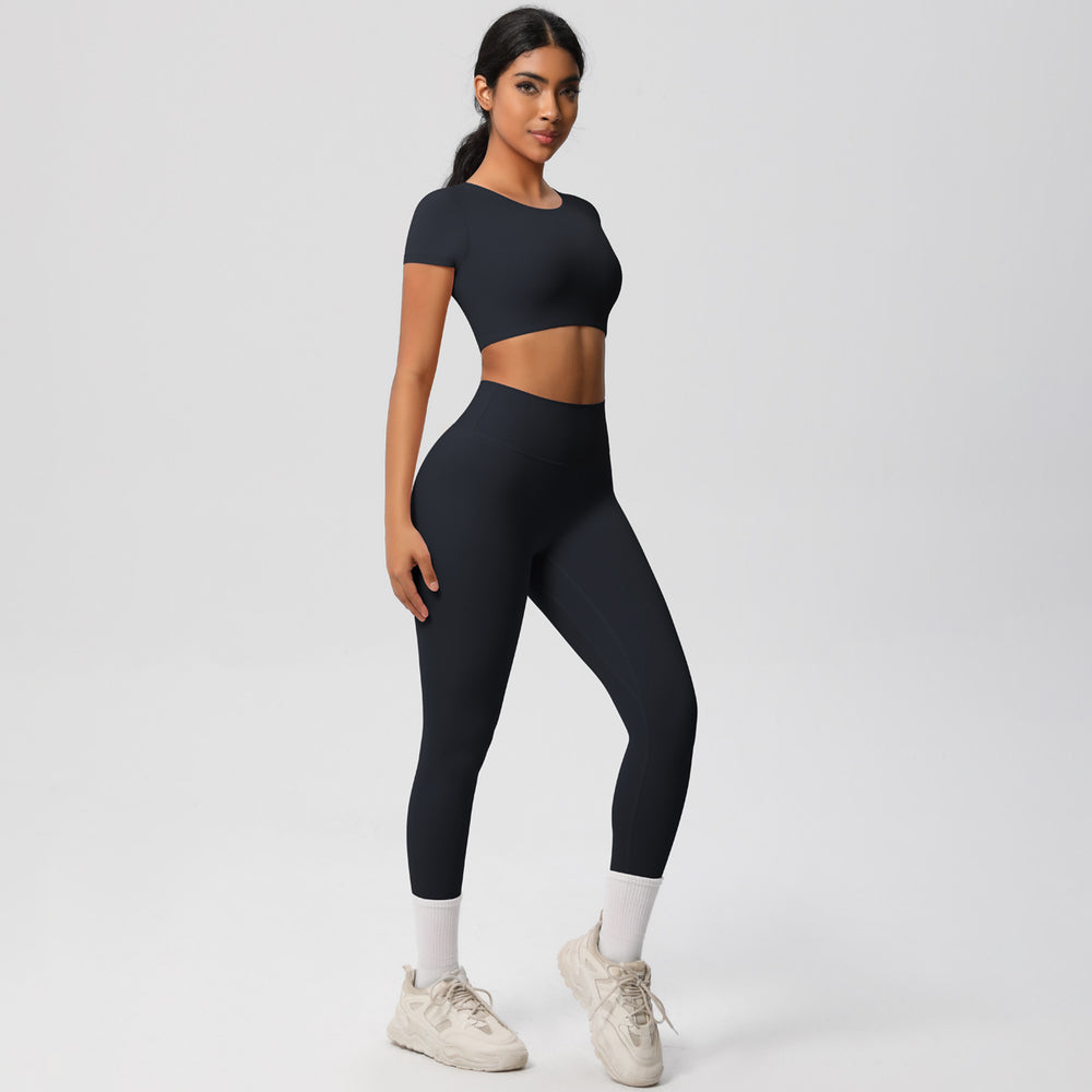 European and american nude feel brushed solid color yoga outfit set - quick-dry, breathable, 8-piece running & fitness activewear set for women