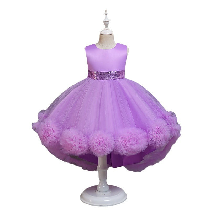 kids dress wave ball flower trailing skirt girl children's day kids program performance princess skirt baby dress