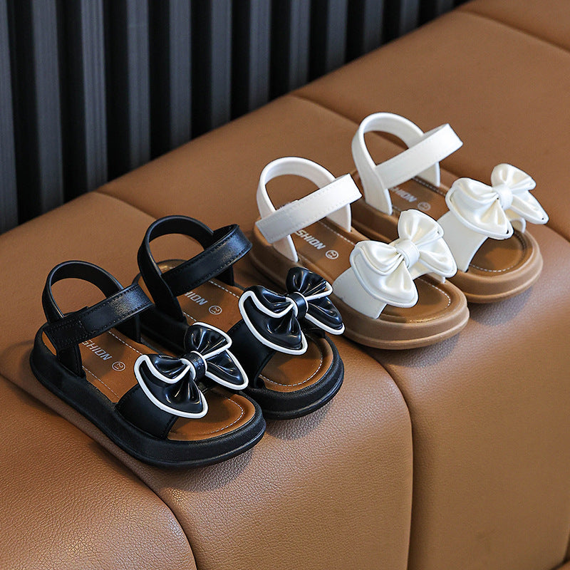 New summer princess sandals for girls: non-slip, soft-soled, bow-adorned sandals for toddlers and big kids - perfect for beach and everyday wear