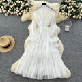 Fairy elegant dress  new french style 3d floral tie-waist lightweight mesh vacation dress