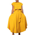 D3205 european and american plus size women's clothing  new fashionable and elegant casual top and flared midi skirt foreign trade set