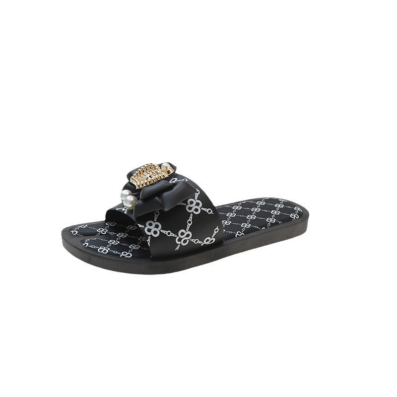 2024 summer women's outdoor slippers - fashionable bowknot soft sole casual thong sandals - chic fairy style beach slides