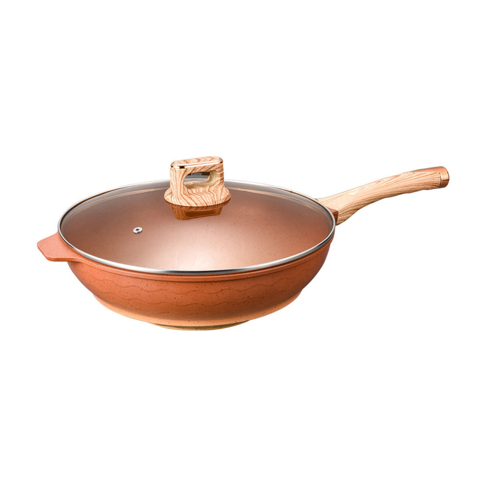 [customized] household natural clay non-stick wok die-cast 32cm cooking pot wholesale