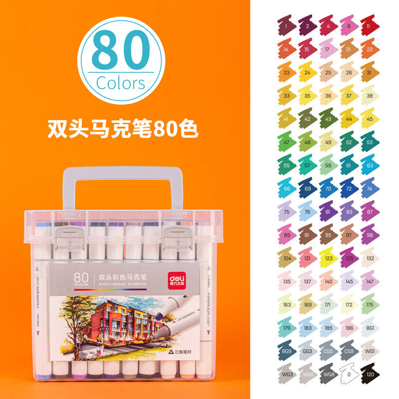 Deli 70803 Marker Triangle Pen Holder Marker Painting Pen 12 Colors 24 Colors 36 Colors 48 Colors 60 Colors 80 Colors