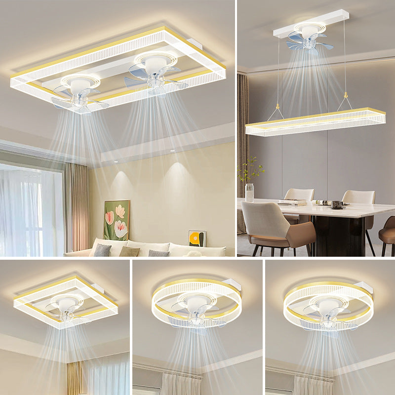 Fan light, living room ceiling light, light luxury, advanced sense, intelligent invisible fan light, integrated lighting combination, whole house package