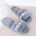 autumn and winter new arrivalk-style imitation rabbit stuffed fish mouth flower cotton slippers soft bottom home pure color cotton slippers dropshipping