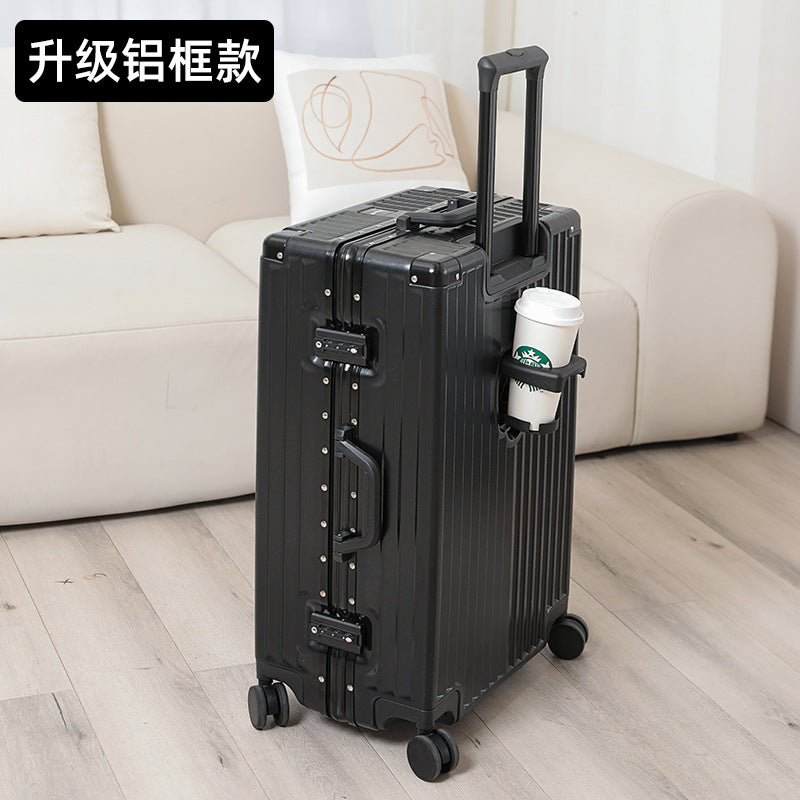 New high-value suitcase female trolley case aluminum frame universal wheel suitcase male student password case 24 leather cases