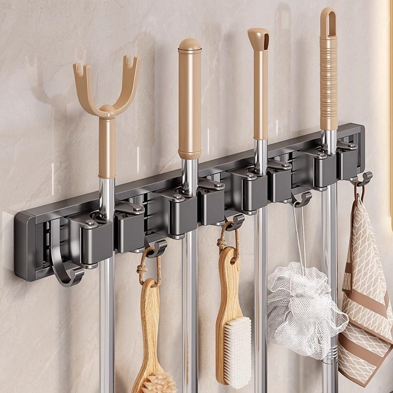 Bathroom bathroom punch-free strong mop wall hanging clip handy gadget fixed hook buckle broom storage storage rack