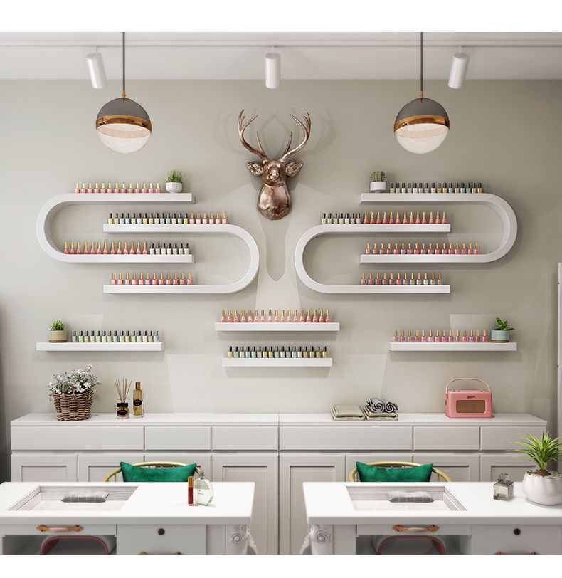 Nail salon iron u-shaped wall-mounted display rack for nail polish and nail art supplies - wall-mounted storage shelf