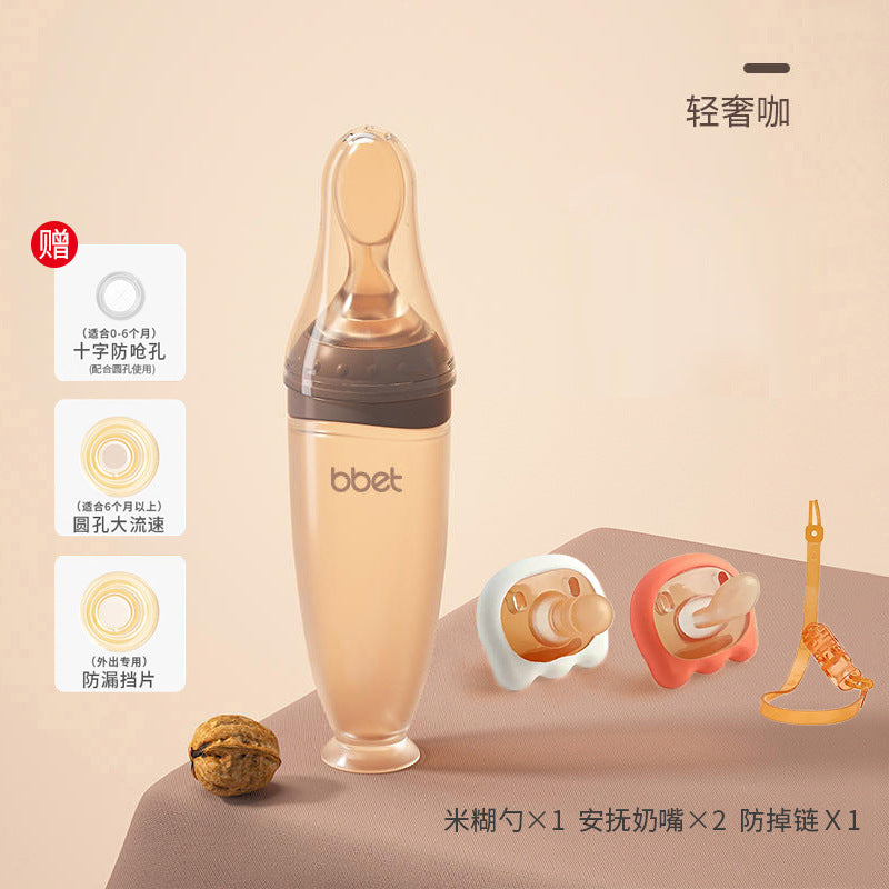 Babibele silicone rice cereal bottle spoon - newborn squeeze-style anti-colic, anti-choking baby & toddler feeding spoon