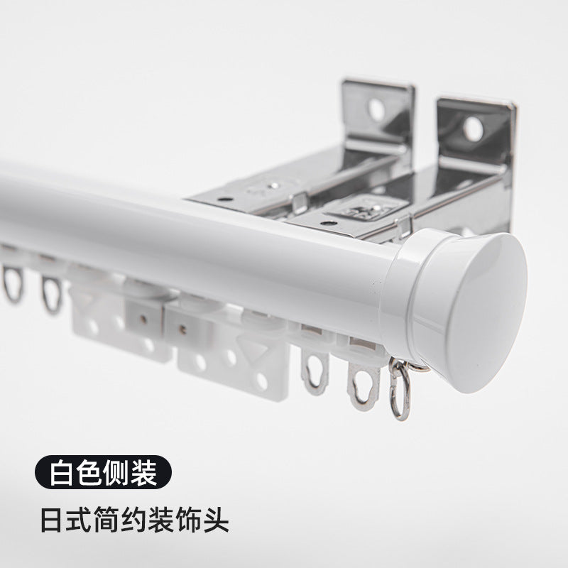 Aluminum alloy curtain rod roman rod track side-mounted single pole double pole thickened top-mounted scandinaviancasual black small bay window