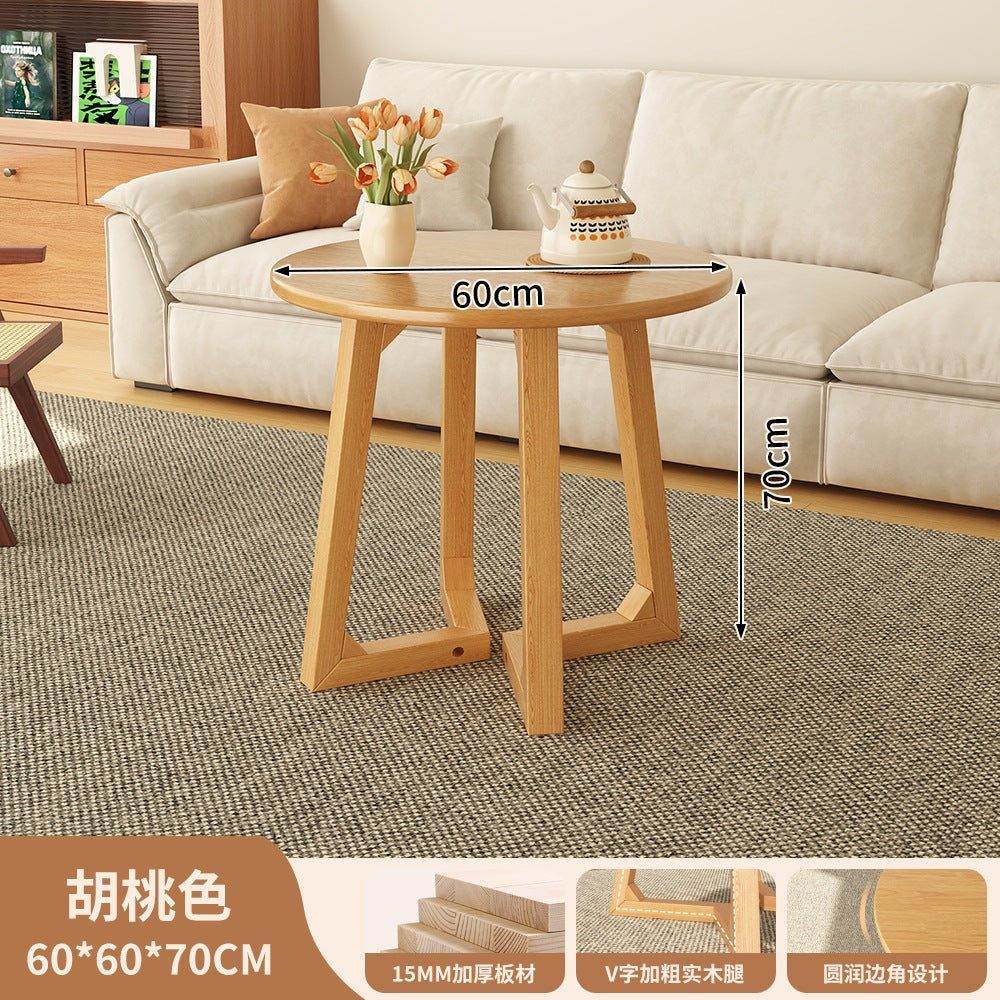 Japanese style solid wood living room coffee table small apartment insfor home log style round side table casual dining tea table