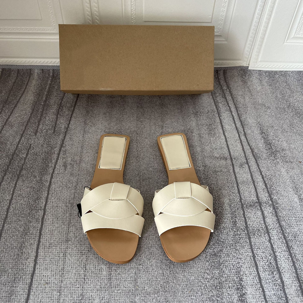 Z home 2023 black flats shoes summer new arrival nude square toe cross casual outwear flats sandals women