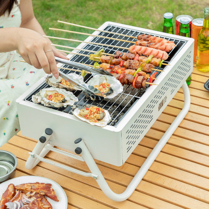 Outdoor bbq grill, detachable multifunctional rotisserie, foldable rack, home-use fire pit for tea brewing, charcoal grill