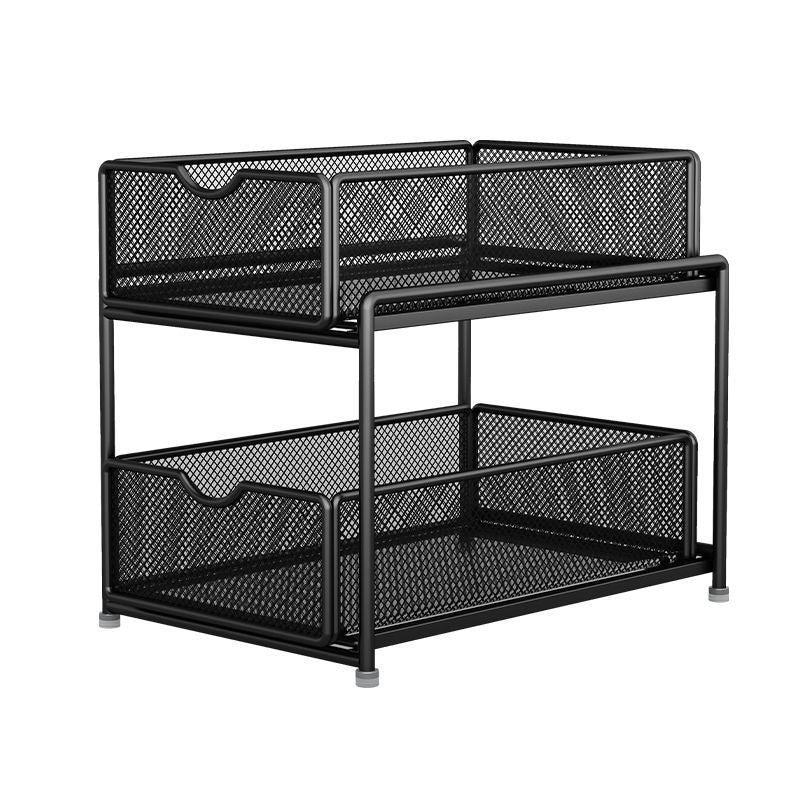 Kitchen pull-out storage rack, layered cabinet under the sink, multi-functional storage basket for storing miscellaneous items